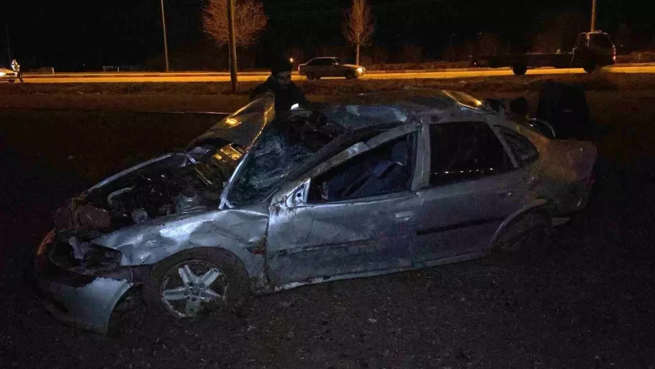 Karaman'da Meydana Gelen Trafik Kazasında Araç Takla Attı!