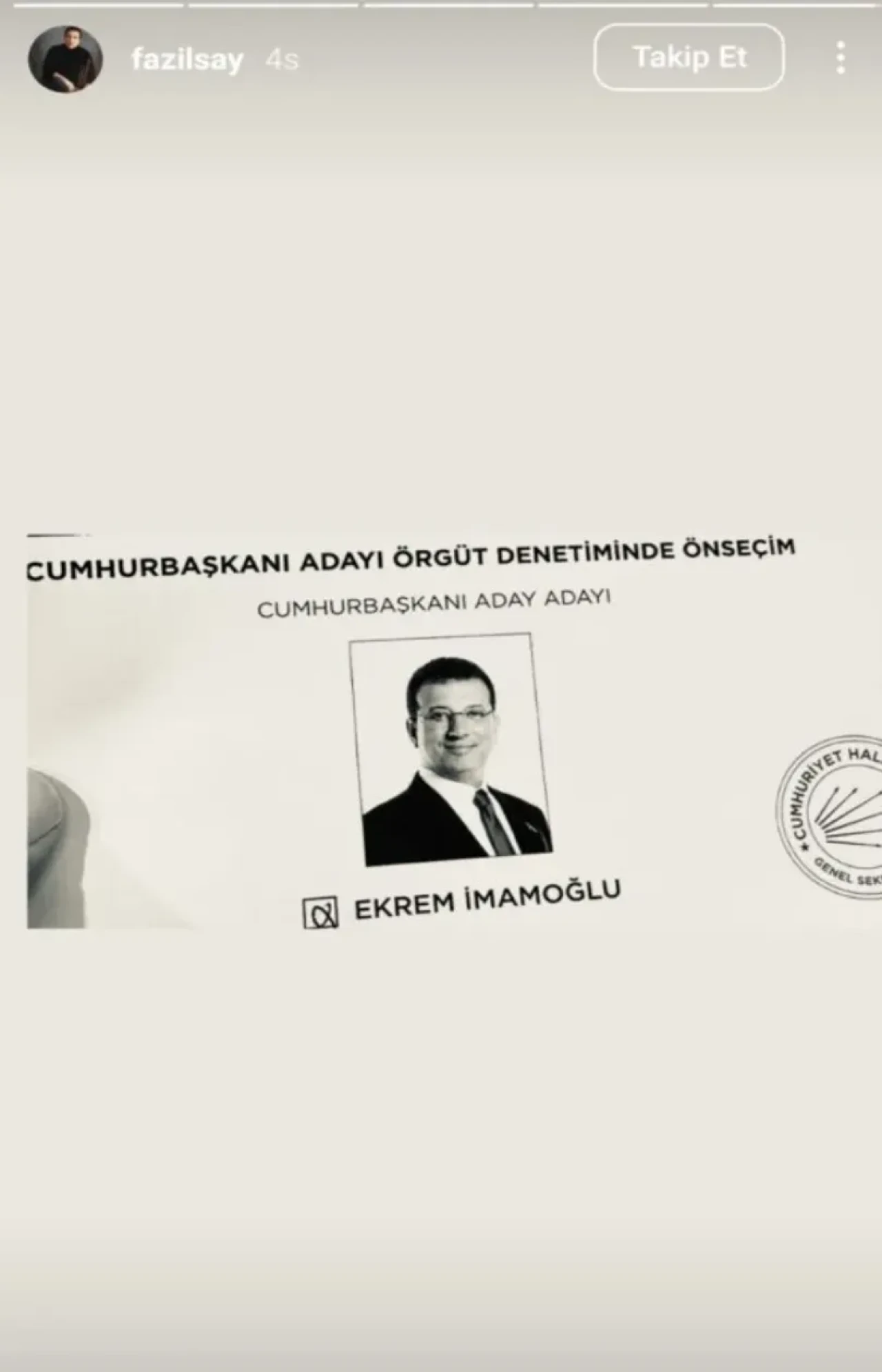 CHP Ön Seçim Sonuçları Açıklandı: Sanatçılardan İmamoğlu'na Destek