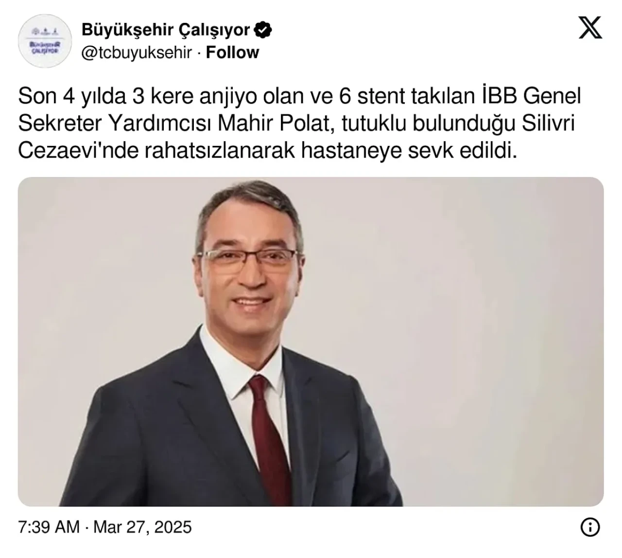 Ekrem İmamoğlu ile birlikte gözaltına alınan Mahir Polat, beklenmedik bir şekilde rahatsızlanarak hastaneye kaldırıldı.