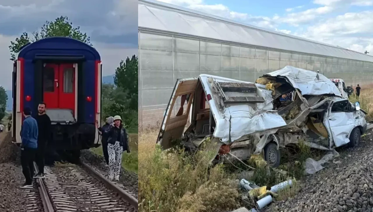 Afyonkarahisar Sandıklı'da Tren Minibüse Çarpıp Sürücüyü Yaraladı!