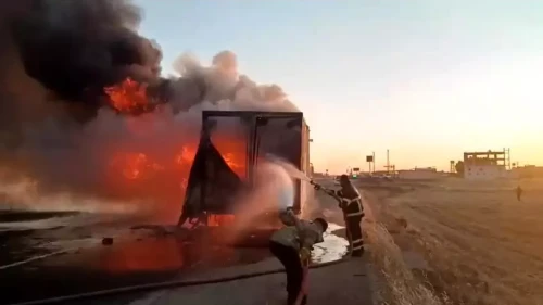 Mardin'in Kızıltepe ilçesinde Kamyon Felaket Bir Şekilde Alev Aldı!