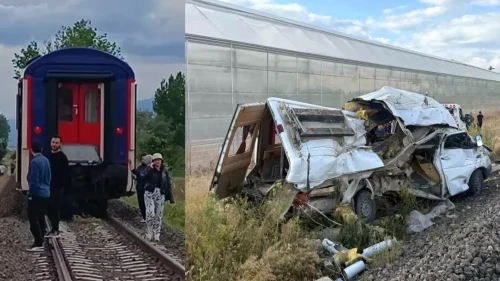 Afyonkarahisar Sandıklı'da Tren Minibüse Çarpıp Sürücüyü Yaraladı!