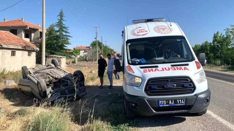 Karaman'da Takla Atan Araçta Sürücü Ağır Yaralandı!